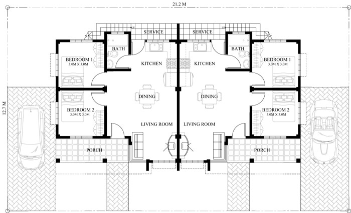 2br duplex house plans in Kenya