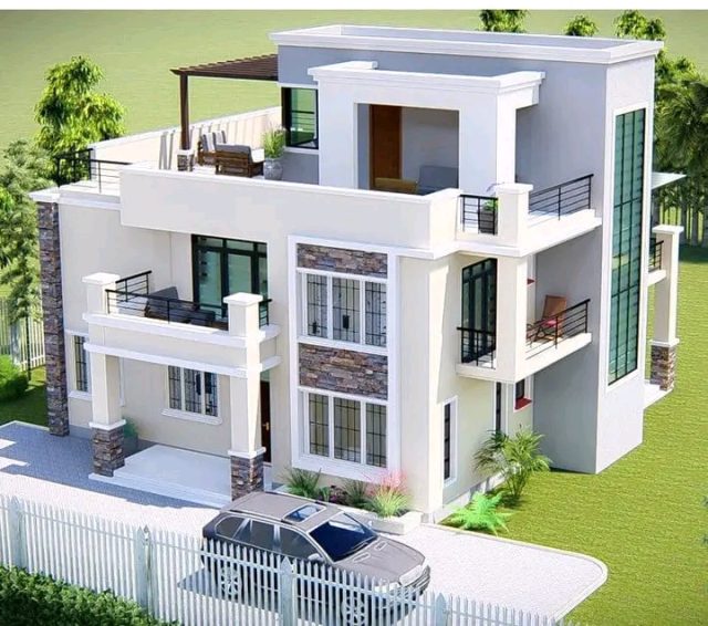 Massionette 4br house Designs in Kenya flat roof with a pent house