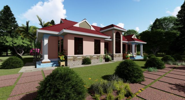 Simple 5-bedroom bungalow building plans in Kenya MEC061 - Image 2