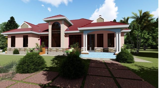 Simple 5-bedroom bungalow building plans in Kenya MEC061