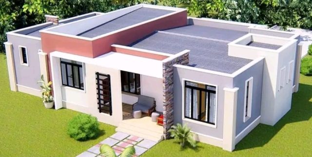 3 Bedroom Bungalow Flat Roof House Drawings MEC024 - Image 4
