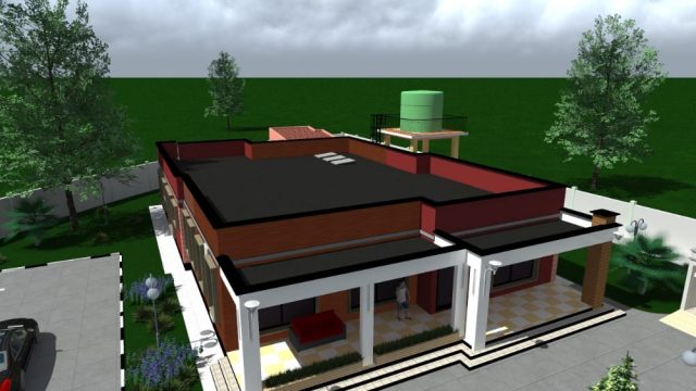 Luxurious 3 Bedroom Bungalow Flat Roof House Plans MEC045 - Image 3