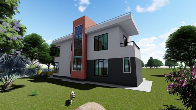 simple 4-bedroom maisonette house drawings in Kenya MEC065 - Image 2