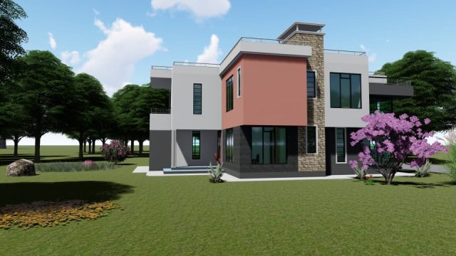 simple 4-bedroom maisonette house drawings in Kenya MEC065 - Image 3