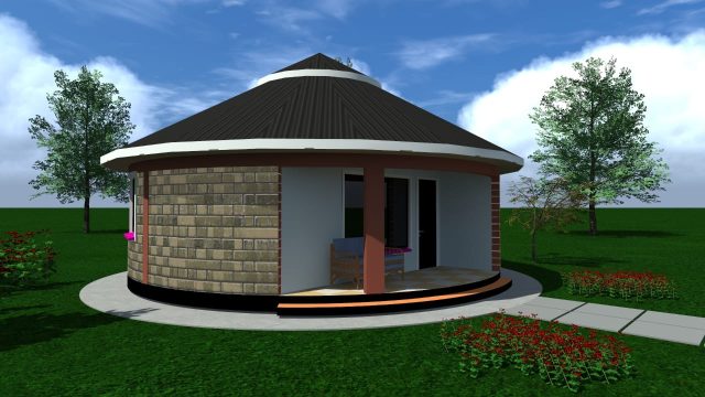 simple 2-bedroom round house drawings in Kenya MEC064 - Image 3